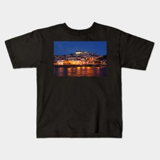 Old town, river, Mondego, Coimbra, Portugal, city, evening, dusk Kids T-Shirt